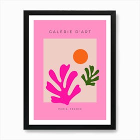 Pink And Orange Cut Outs Abstract Leaves Art Print