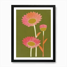 Pink & Green Sunflower 1 Art Print