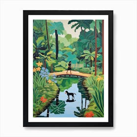 Painting Of A Dog In Royal Botanic Garden, Kandy Sri Lanka In The Style Of Matisse 04 Art Print