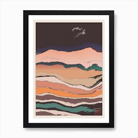 Abstract Sunset Landscape Inspired By Minimalist Japanese Ukiyo E Painting Style 7 Art Print