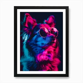 Beautiful Dog Under Neon Lights 6 Art Print