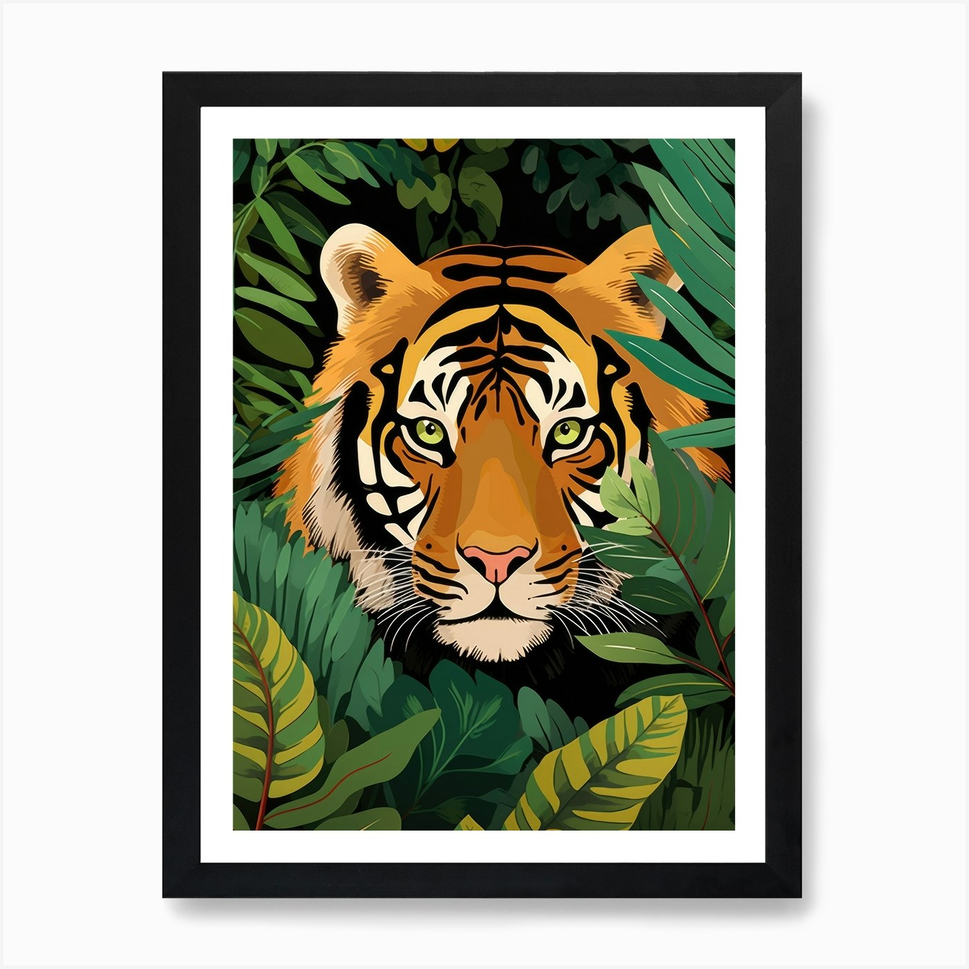 Tiger In The Jungle 4 Art Print Framed Wall Art Poster Canvas Print Picture - Picture 2 of 4