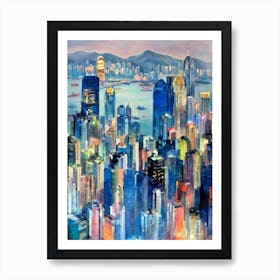 Hong Kong Victoria Harbour Hong Kong Abstract Block 2 harbour Poster