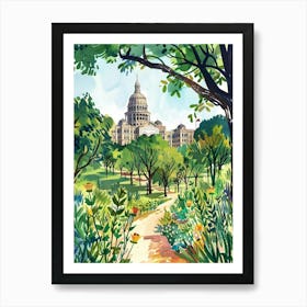 Storybook Illustration The Austin Texas State Capitol Austin Texas 3 Art Print