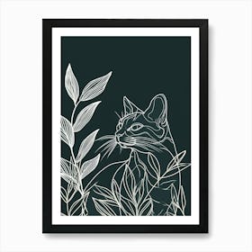 American Bobtail Cat Minimalist Illustration 1 Art Print