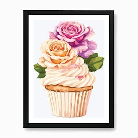 English Roses Painting Rose In A Cupcake 1 Art Print