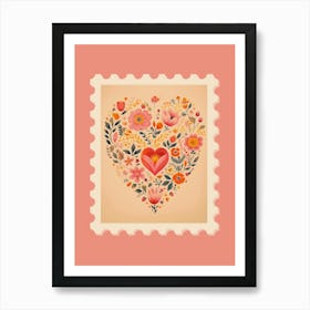 Floral Heart Stamp Art Print