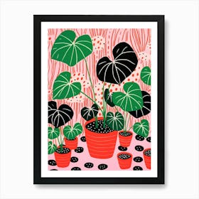 Pink And Red Plant Illustration Monstera Thai Constellation 1 Art Print