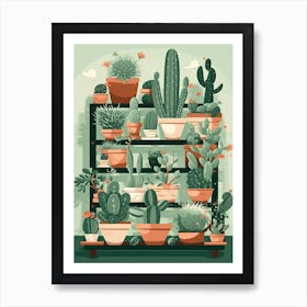 Cacti In Pots Illustration 3 Art Print
