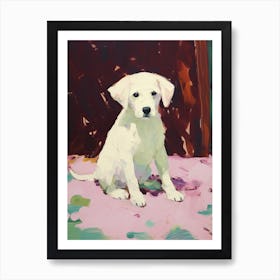 A Bichon Frise Dog Painting, Impressionist 4 Art Print