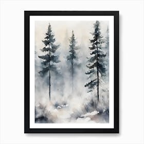 Winter Forest Pinetrees Art Print