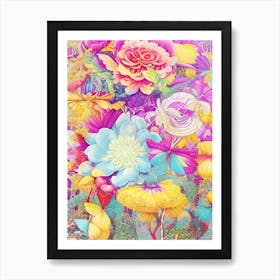 Colorful Flower Bouquet  Floral Art5 Art Print