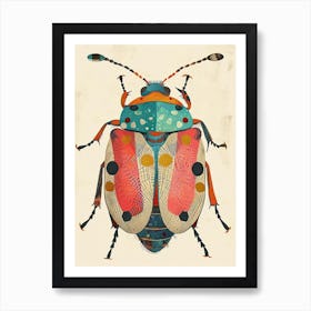 Colourful Insect Illustration June Bug 7 Art Print