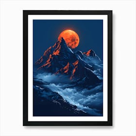 Full Moon Over Mountains Art Print