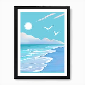 Seagulls On The Beach Art Print