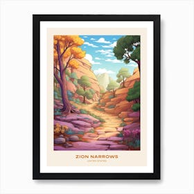 Zion Narrows Usa 3 Hike Poster Art Print