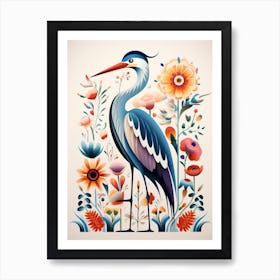 Scandinavian Bird Illustration Great Blue Heron 1 Art Print