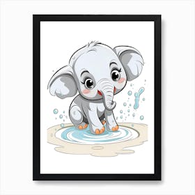 Cute Elephant In The Water Affiche