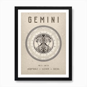 Gemini Zodiac Sign Art Print