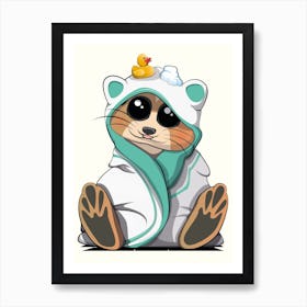 Meerkat in Bath Towel Art Print