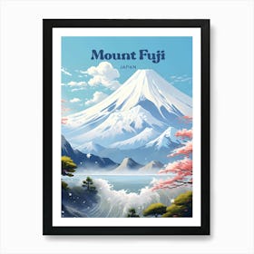 Mount Fuji Japan Winter Modern Travel Illustration Art Print