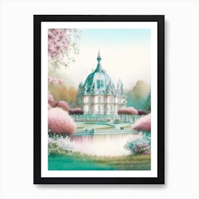 Château De Chantilly Gardens, 2, France Pastel Watercolour Art Print