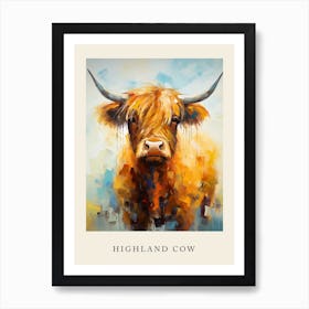 Brushstroke Portrait Of Highland Cow Poster 2 Art Print
