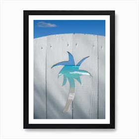 Palm Tree On A White Fence Poster