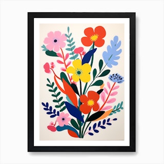 Matisse Inspired Abstract Flowers Poster Art Print