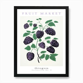 Blackberry Fruit Poster Gift Oregon Market Art Print