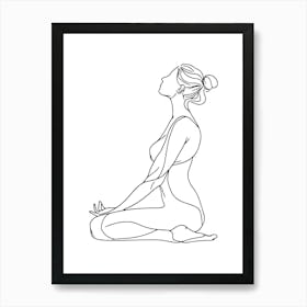 Yoga Pose Minimalist Line Art Monoline Illustration Art Print