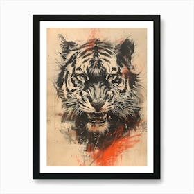 Badass Angry Tiger Ink Painting 5 Art Print