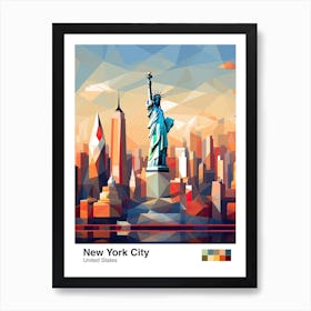 New York City, Usa, Geometric Illustration 1 Poster Art Print