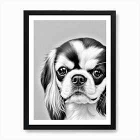 English Toy Spaniel B&W Pencil Dog Art Print