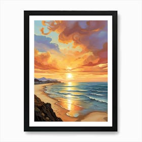 Sunset At The Beach.Vincent Willem Van Gogh, frescoes.2 Art Print