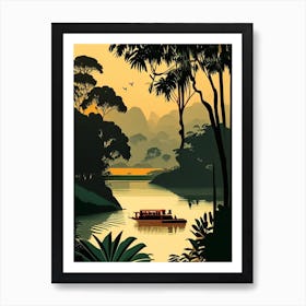 Chitwan National Park Nepal Retro Art Print