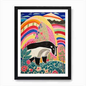 Maximalist Animal Painting Badger 4 Art Print