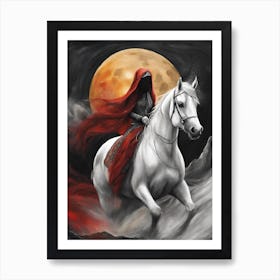 Woman Riding A Horse 1 Art Print