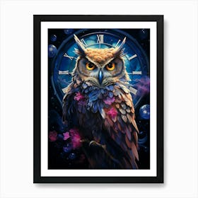 Owl Clock Art Print