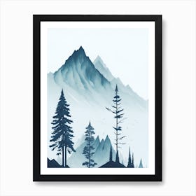 Mountain And Forest In Minimalist Watercolor Vertical Composition 235 Art Print