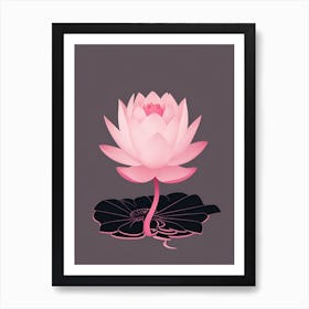 A Pink Lotus In Minimalist Style Vertical Composition 37 Art Print