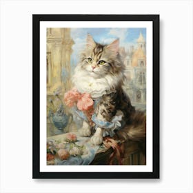 Rococo Style Cat Relaxing In The City Art Print
