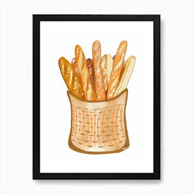 Baguette Bread Basket Art Print