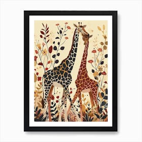 Modern Illustration Of Two Giraffes 3 Art Print