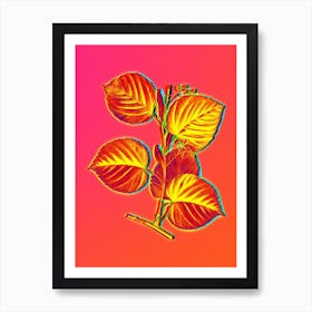 Neon Linden Tree Branch Botanical in Hot Pink and Electric Blue n.0206 Art Print