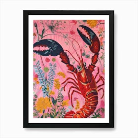 Floral Animal Painting Lobster 2 Art Print