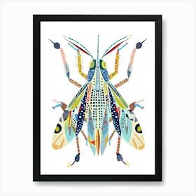 Colourful Insect Illustration Katydid 4 Art Print