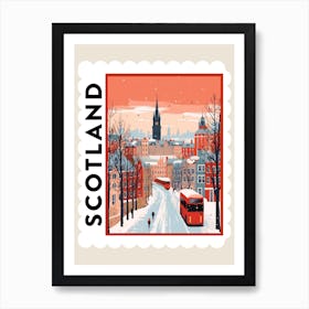 Retro Winter Stamp Poster Edinburgh Scotland 5 Art Print