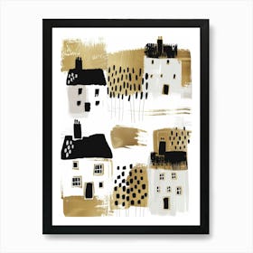 Houses In Gold And Black Art Print