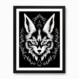 Linocut Fox Pattern 4 Art Print